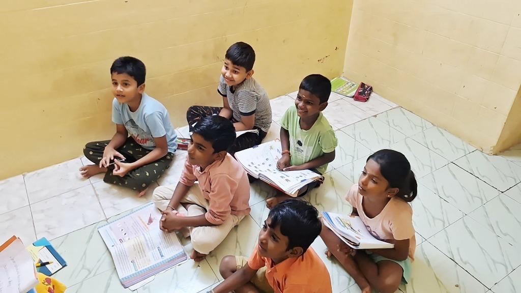 Tuition students studying in focused environment